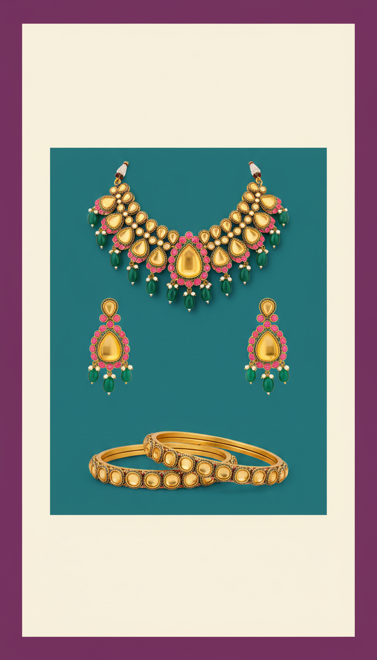 Kundan Combo Set with Velvet Box