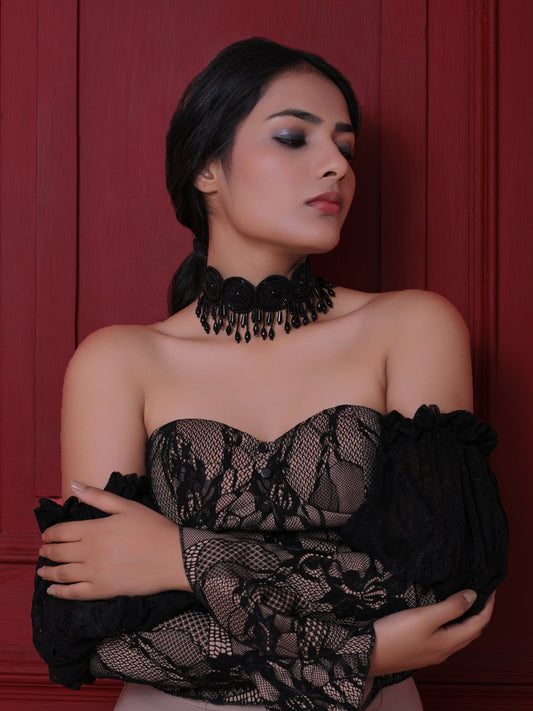 The Black Maasai Beaded Choker