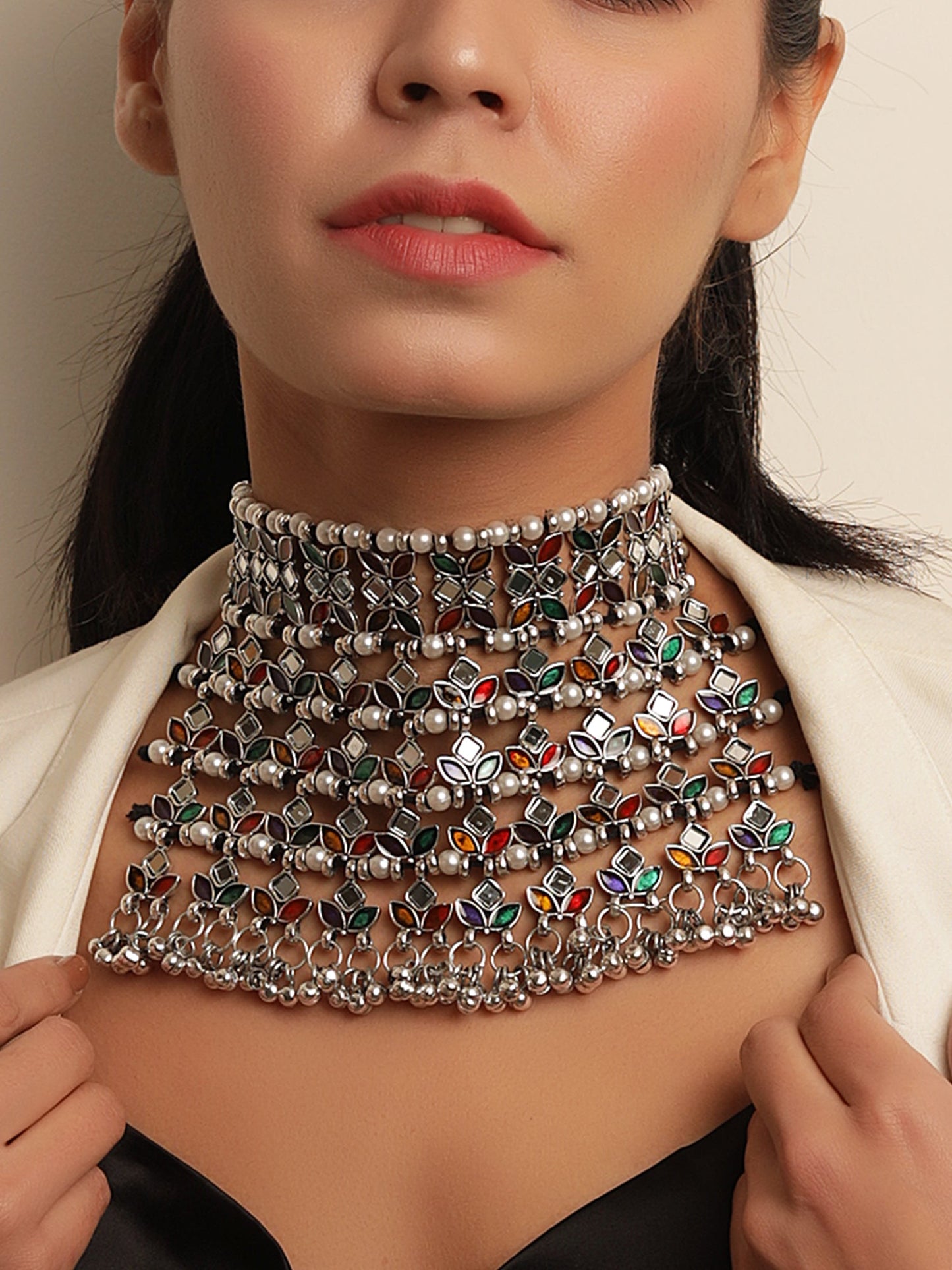 The Gorgeous Fairy Foxglove Meena Choker in Multicolor