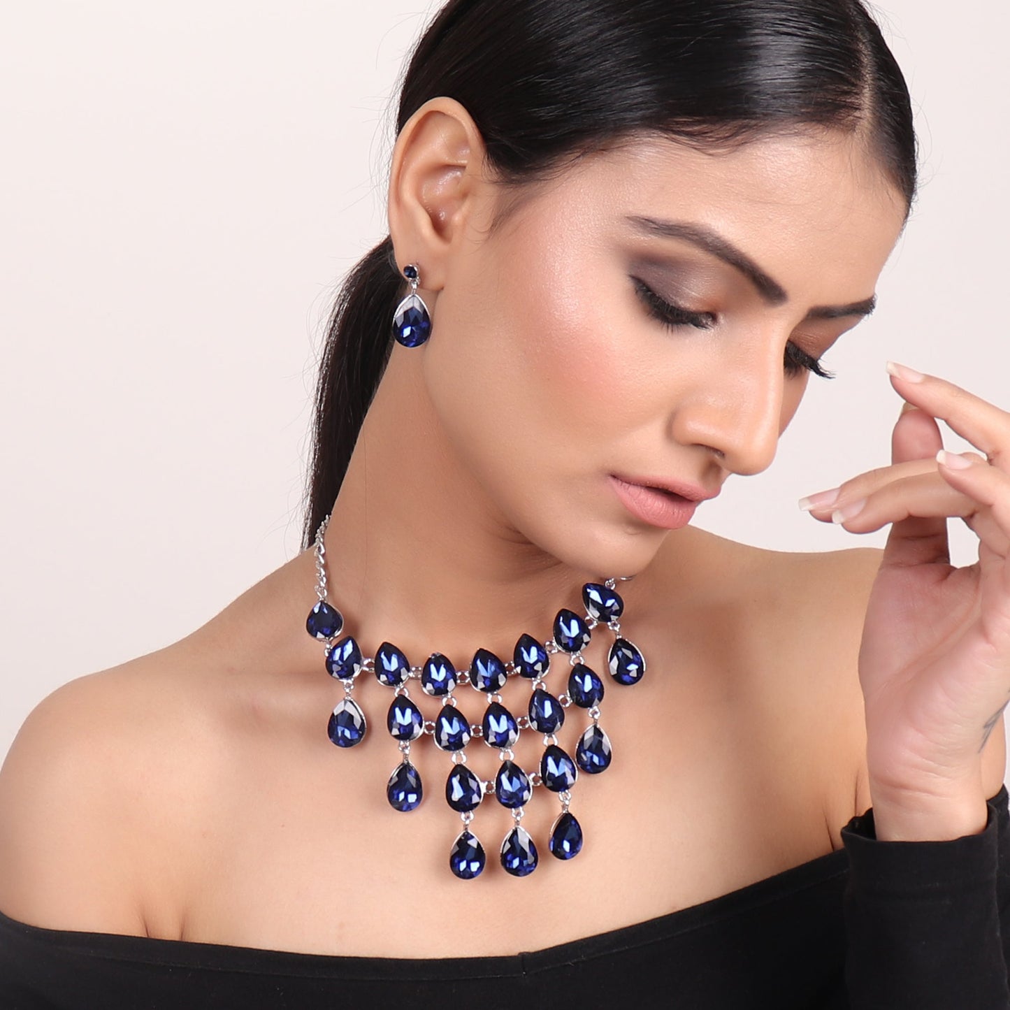 Necklace Set,Tear Drop Magic Necklace Set in Blue - Cippele Multi Store
