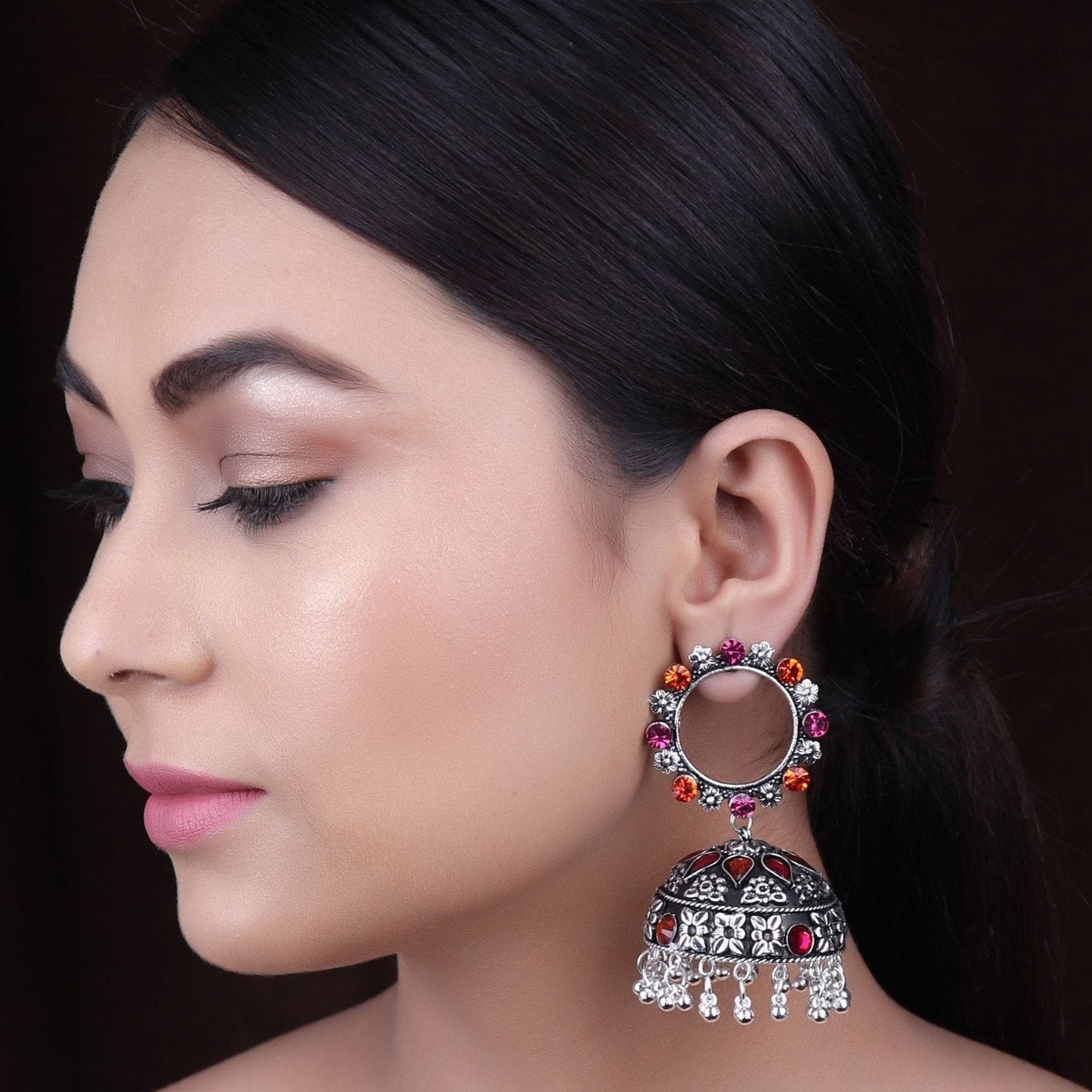 Earrings,The Twirl Pearl Earring in Pink & Orange - Cippele Multi Store
