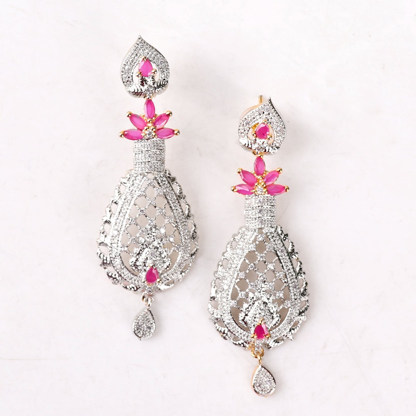 Earrings,Half Flower Western American Diamond Earrings - Cippele Multi Store