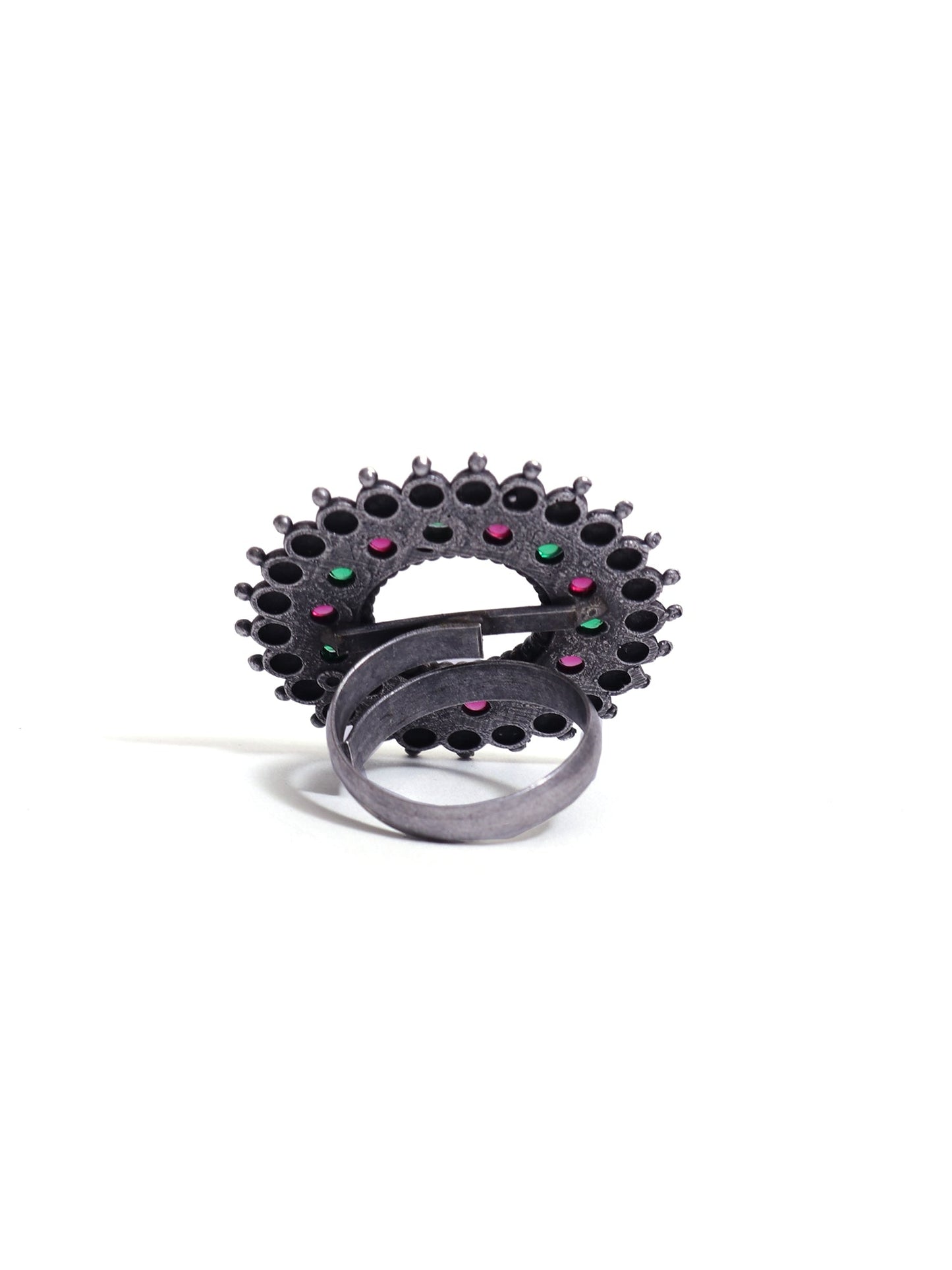 The Classy Magenta & Green Stone Glubule Ring