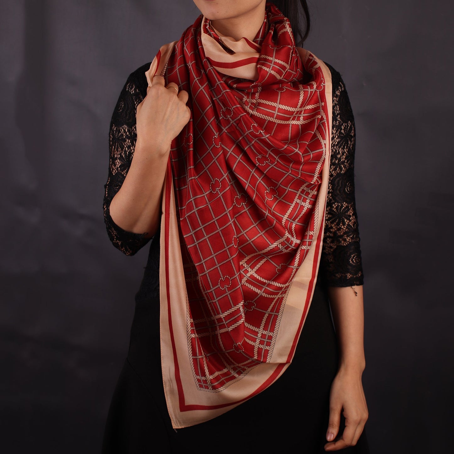 Maroon Chequered Stole