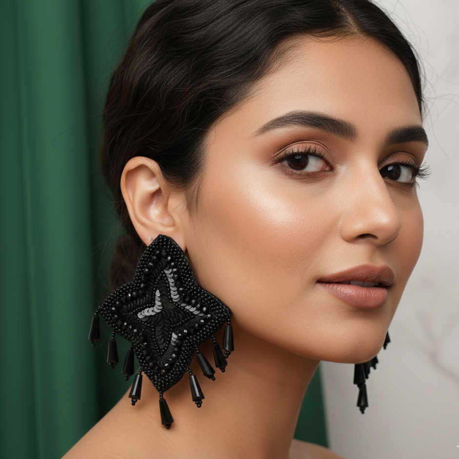 The Black Trinky Sea Star Earrings