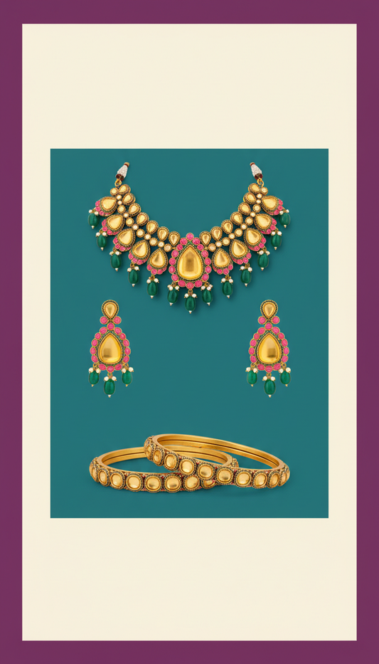 Kundan Combo Set with Velvet Box
