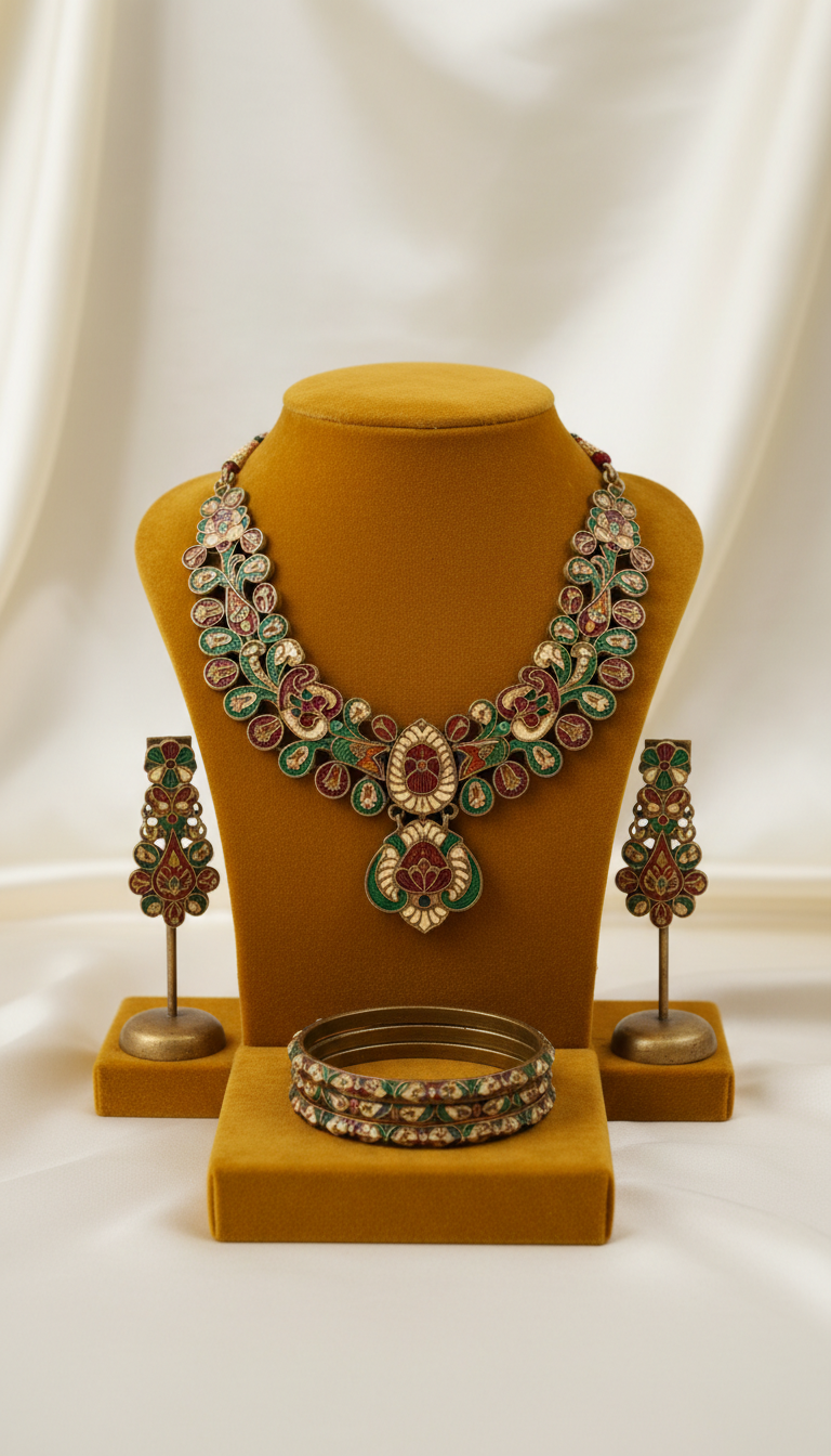 Antique Bronze Meenakari Set
