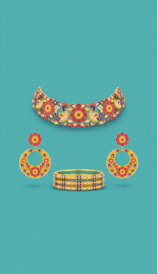Meenakari Festive Set with Artisanal Touches