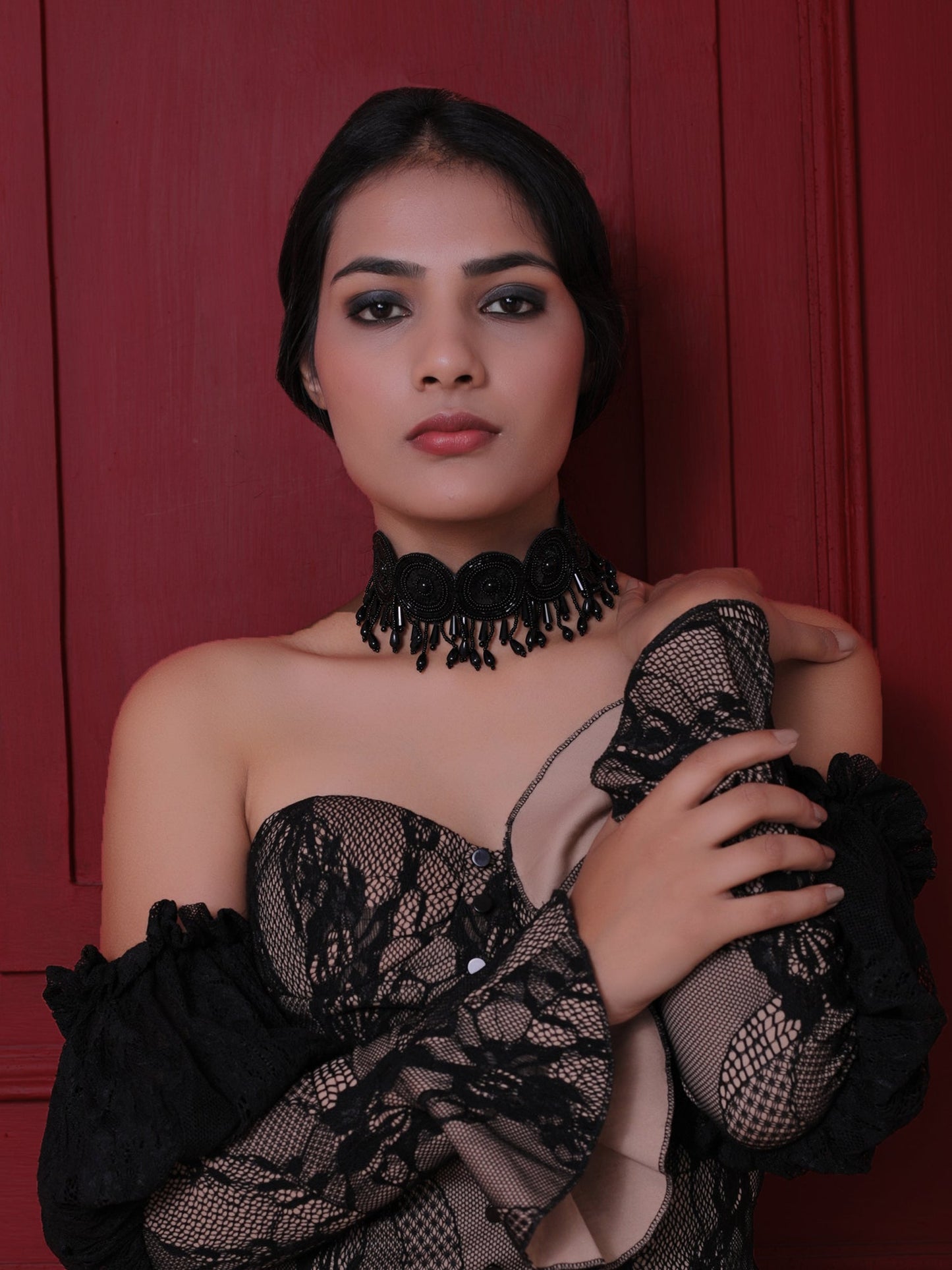 The Black Maasai Beaded Choker