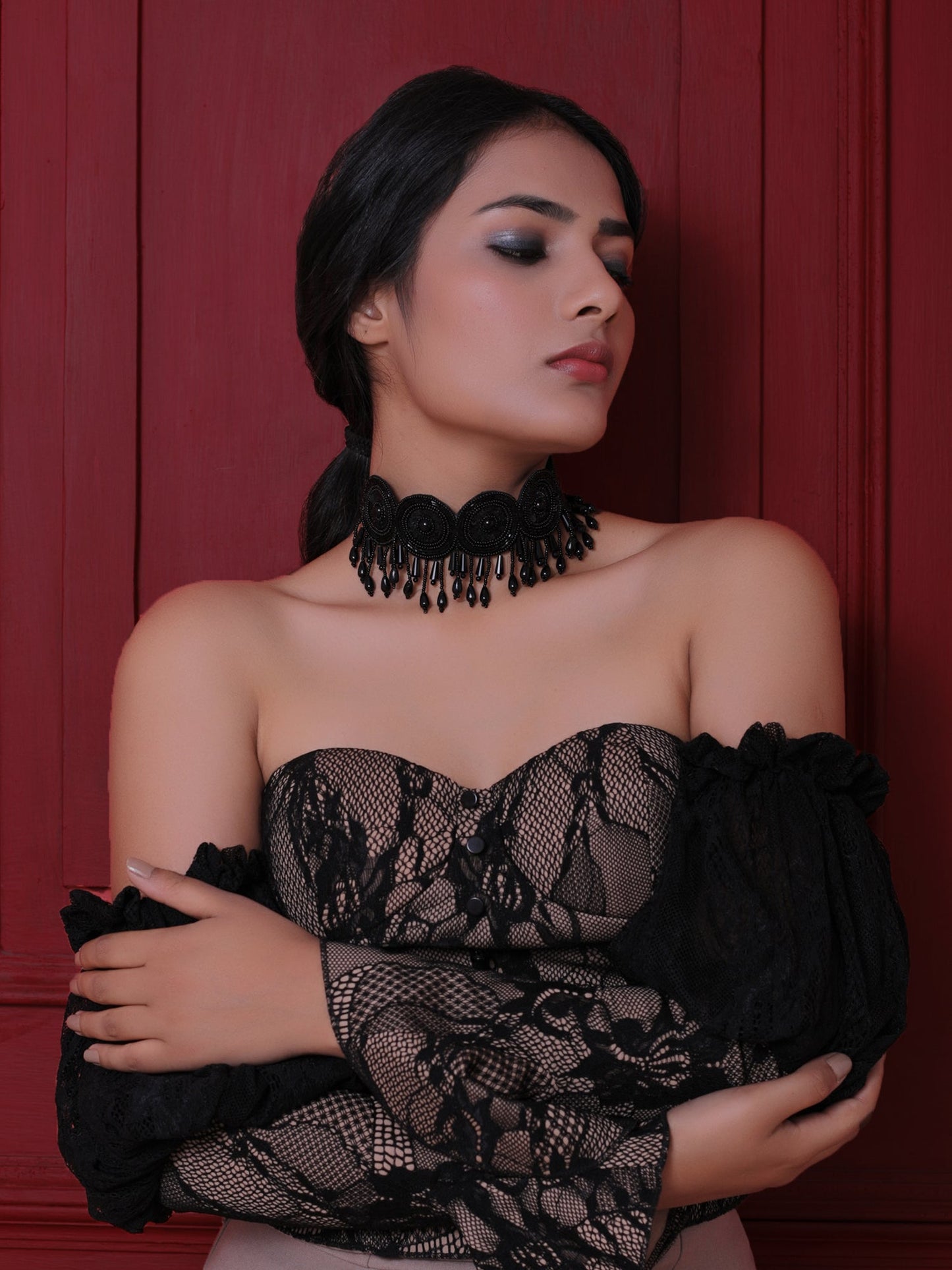 The Black Maasai Beaded Choker