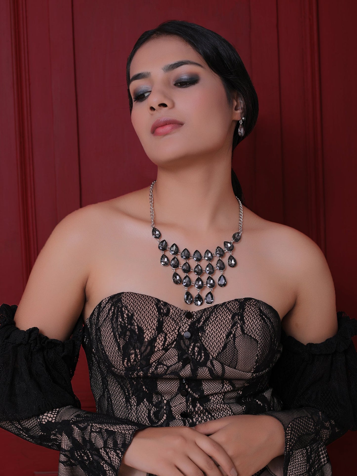Tear Drop Magic Necklace Set in Grey - Cippele