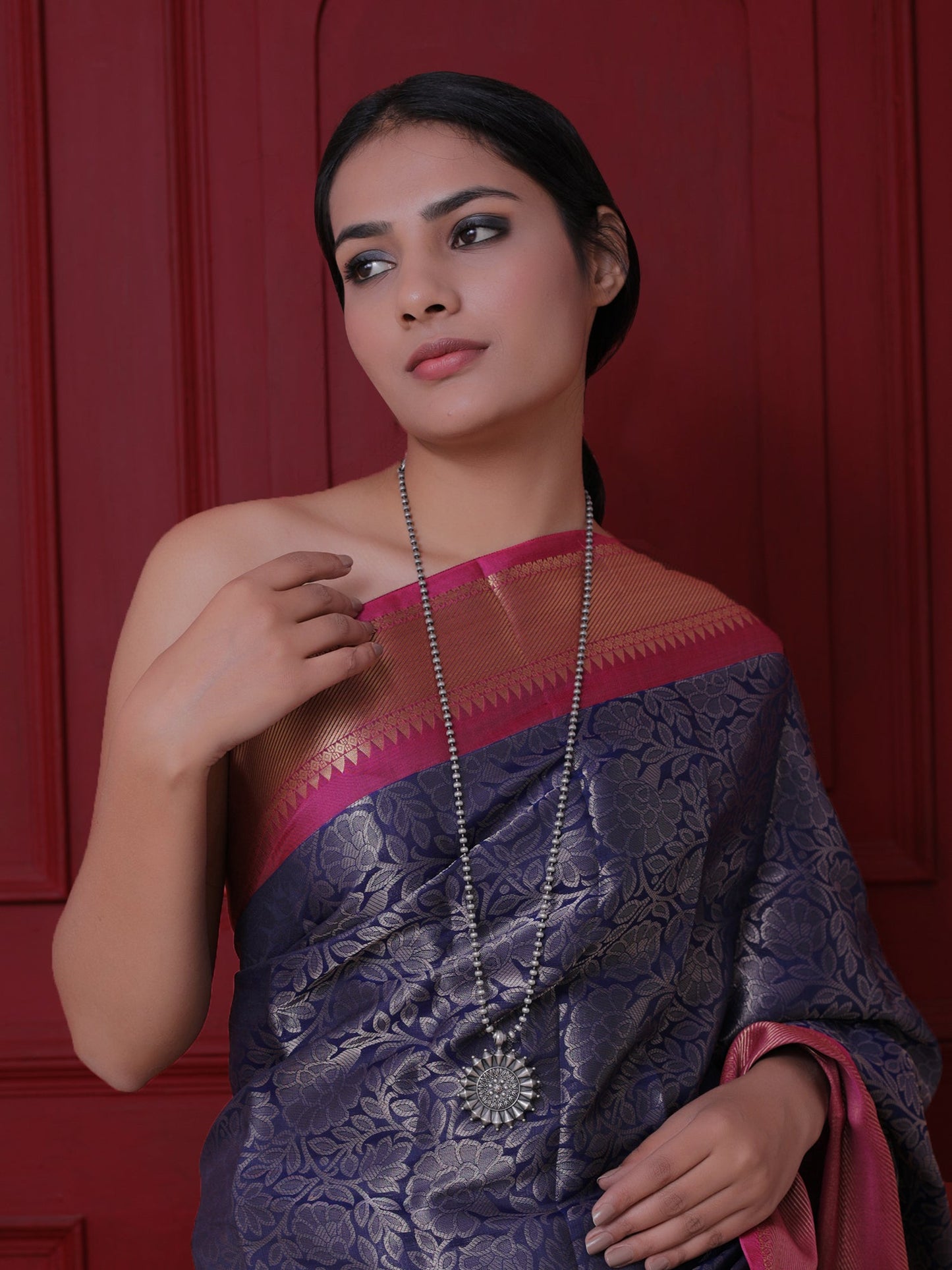 The Flowery Cone Brass Pendant Necklace
