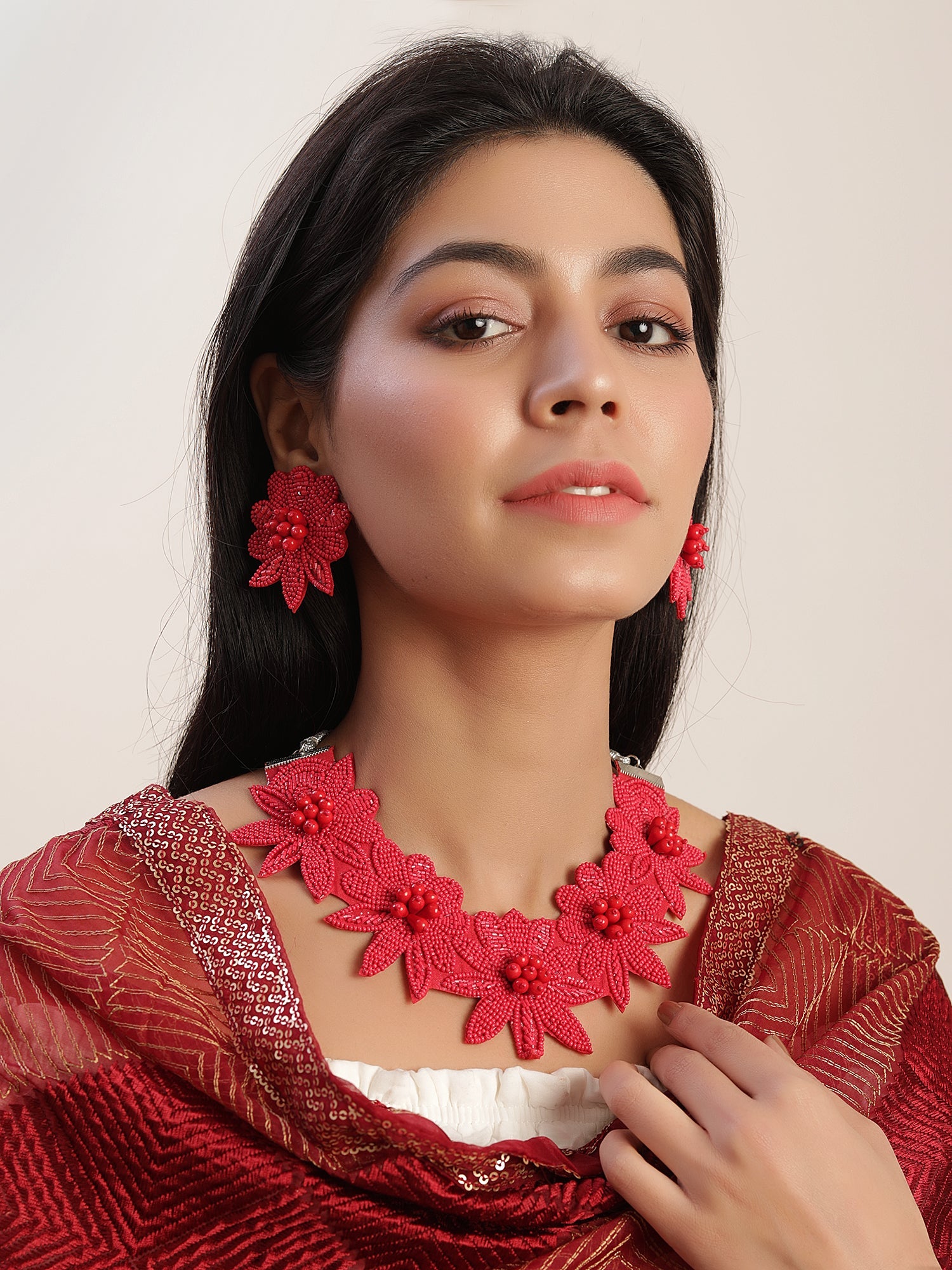 The Locust Necklace Set in Red - Cippele