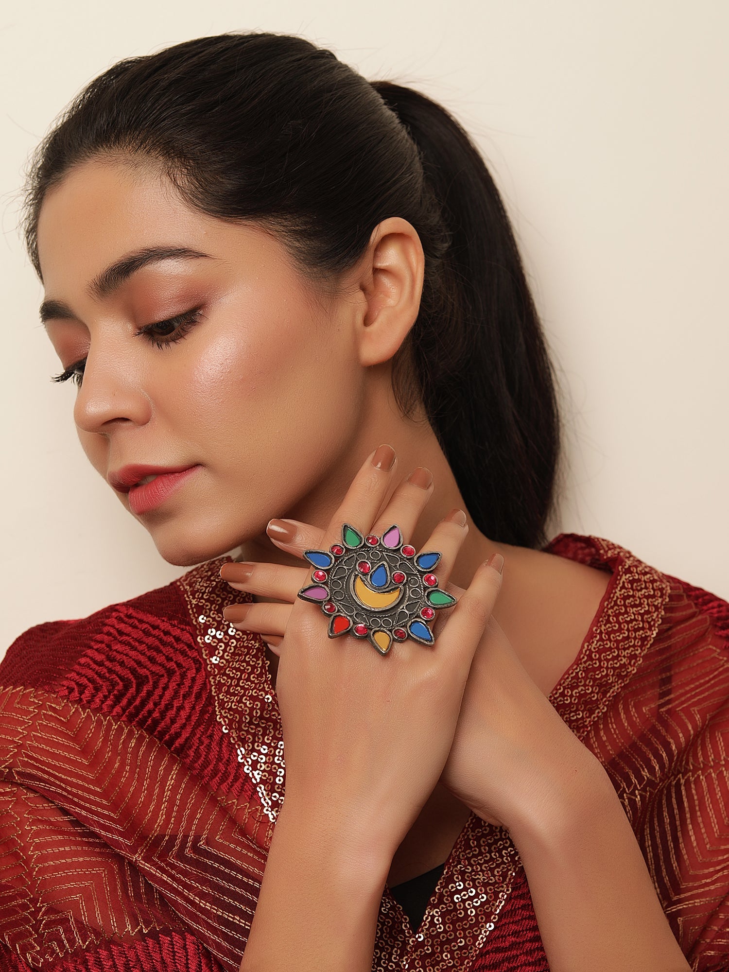 The Energetic Shield Afghani Adjustable Ring - Cippele