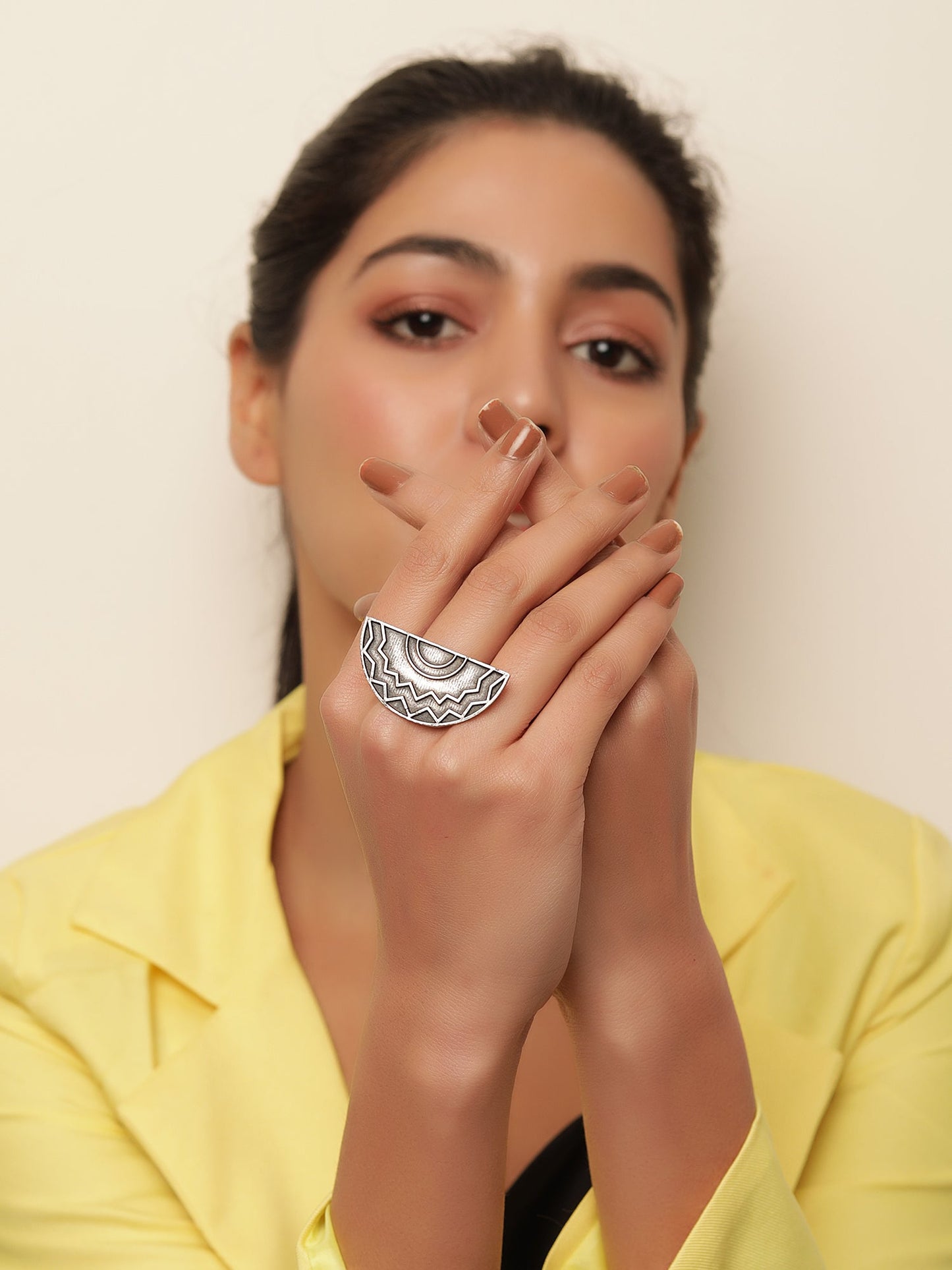 The Electrifying Half Moon Brass Ring