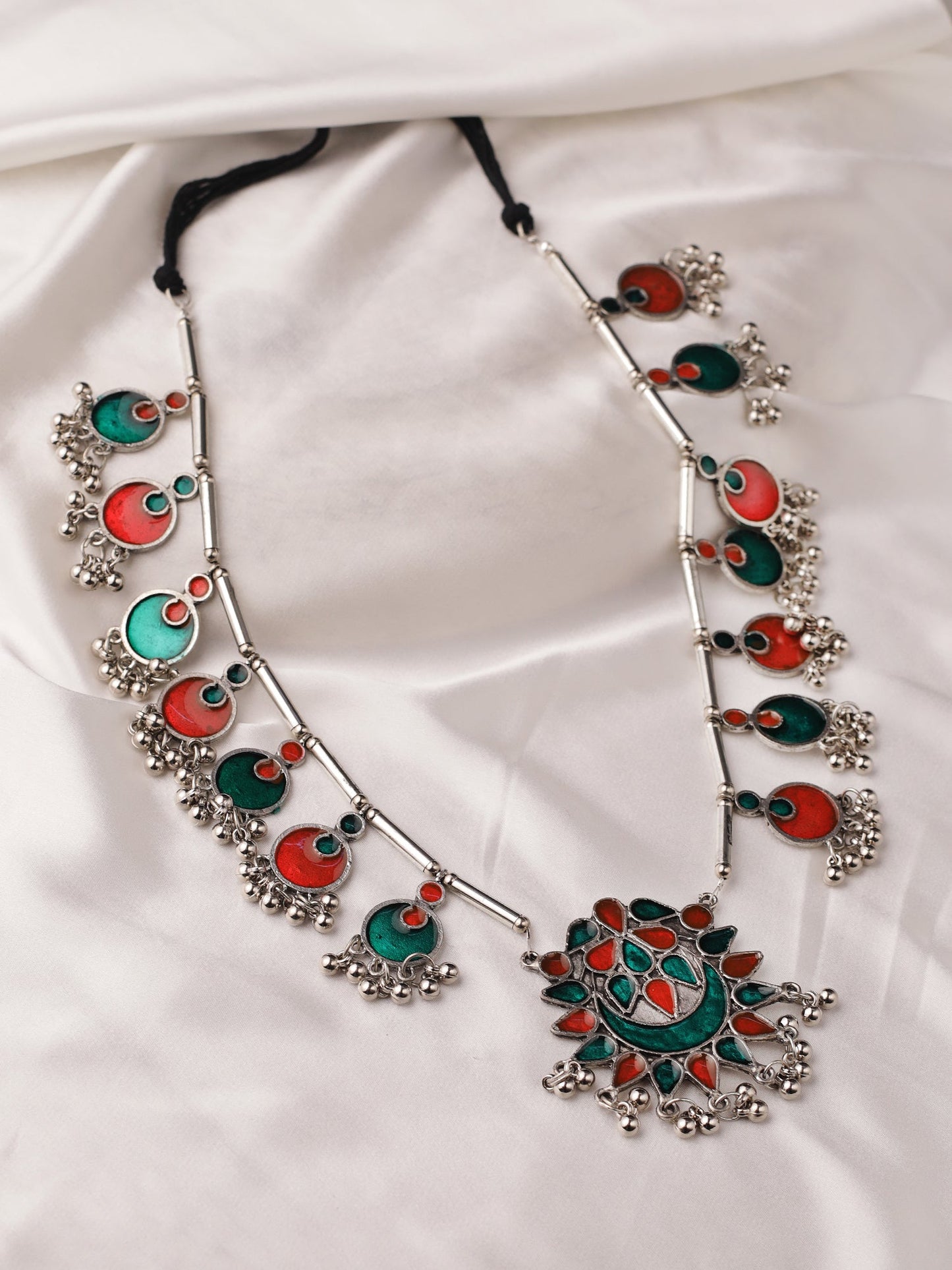 The Auriga Meenakari Necklace in Orange & Green