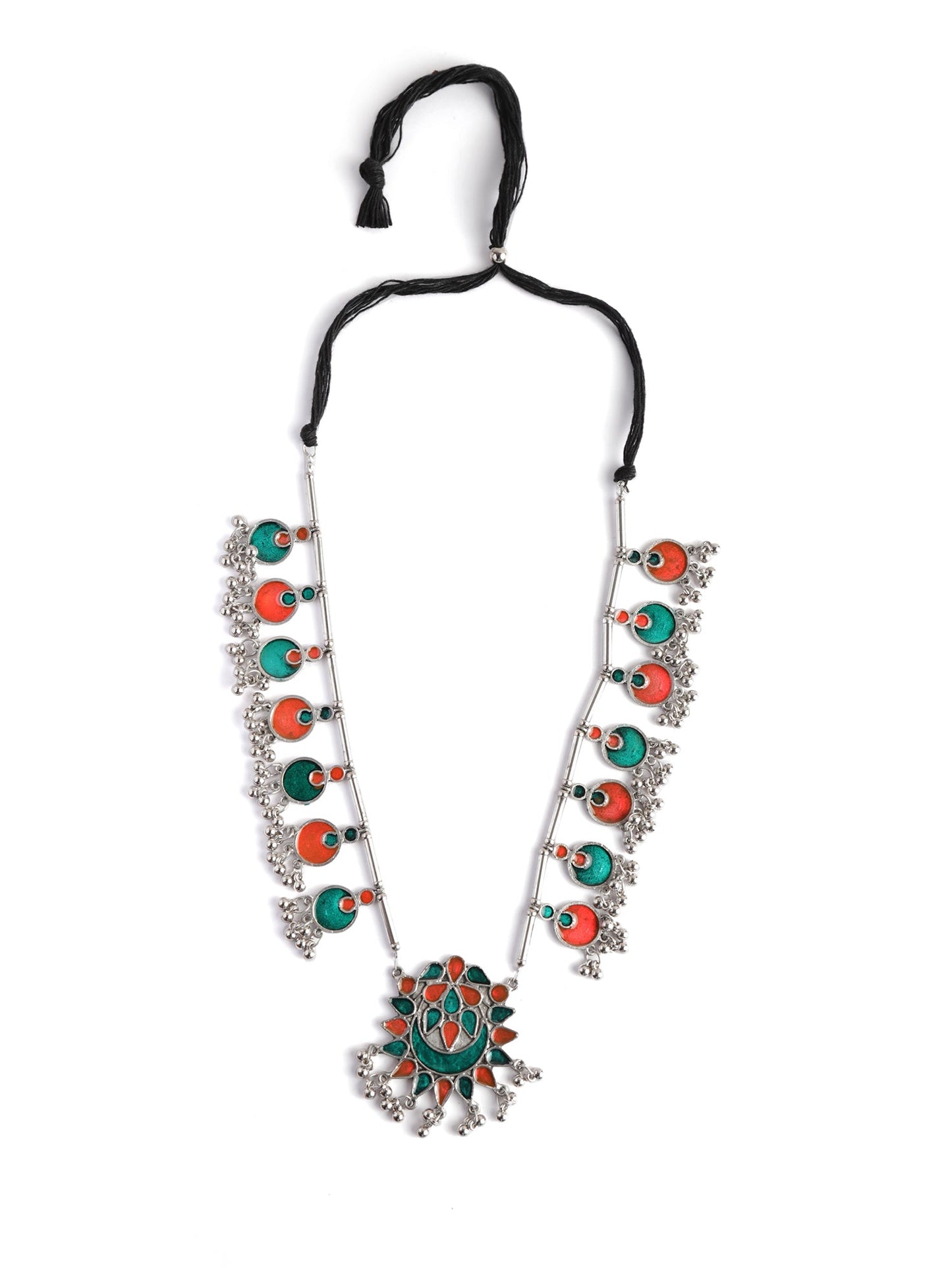 The Auriga Meenakari Necklace in Orange & Green