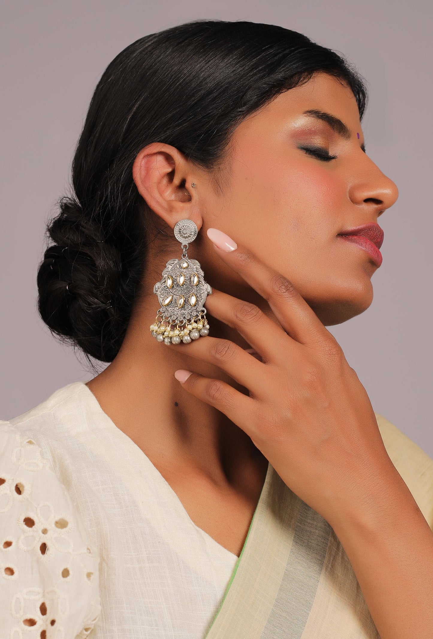 The White Stone Cycloid Scale Earrings