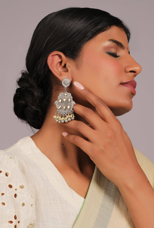 The White Stone Cycloid Scale Earrings