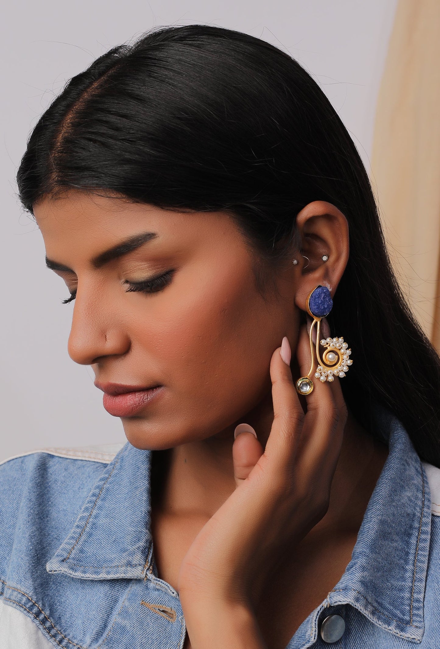The Blue Ornated Saxophone Earrings
