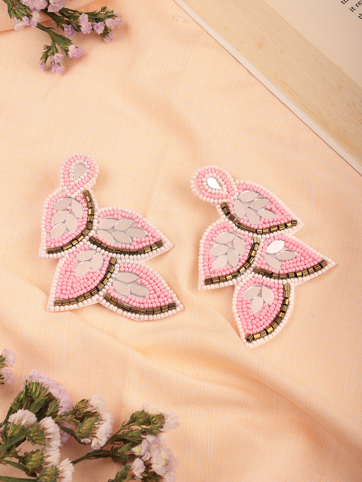 The Beady Crumb Earrings in White & Pink