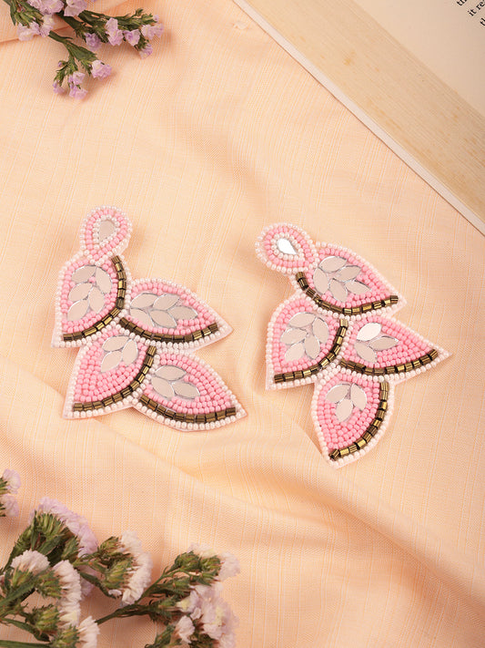 The Beady Crumb Earrings in White & Pink