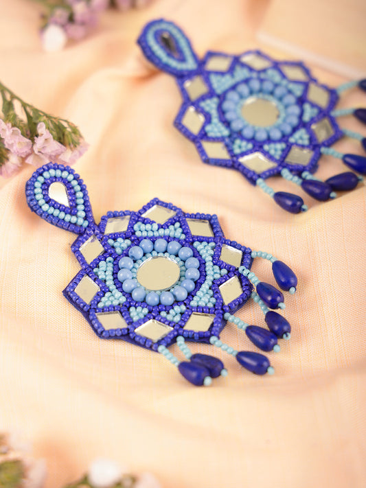 The Beady Fauxy Diamonds Earrings in Shades of Blue