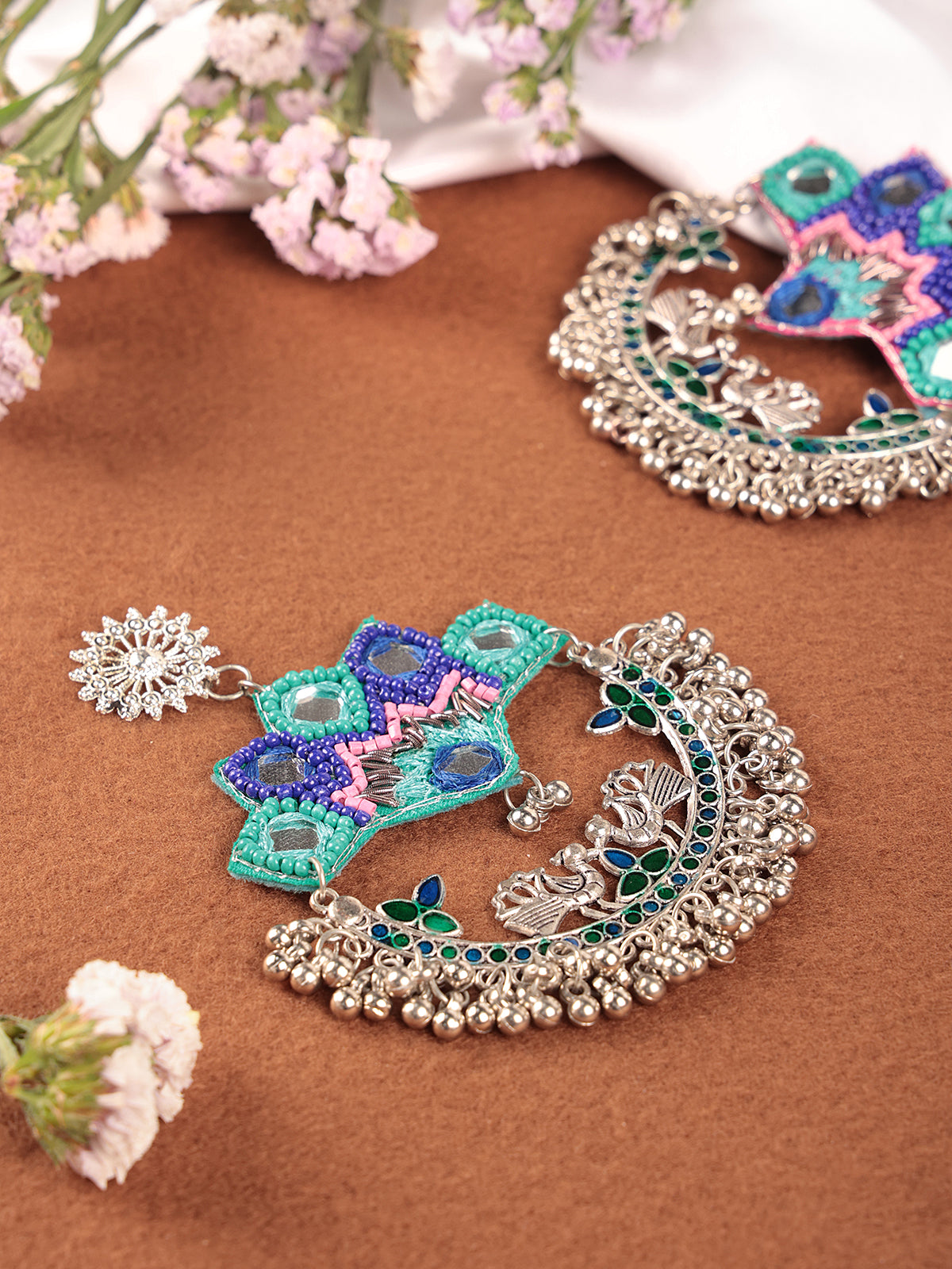 Aviara Elegance Jhumka in shades of blue - Cippele