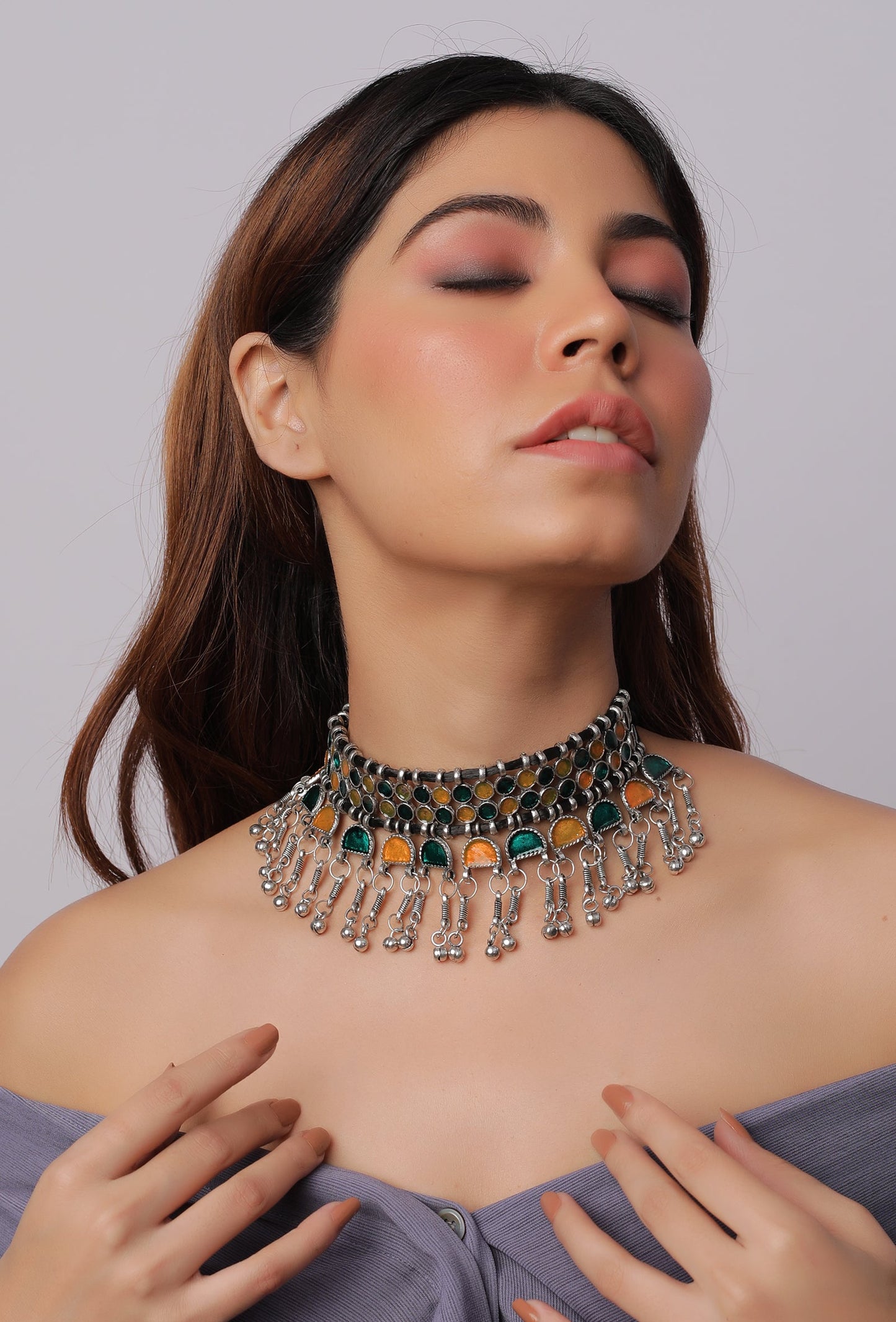 The Starry Constellation Choker in Orange & Green