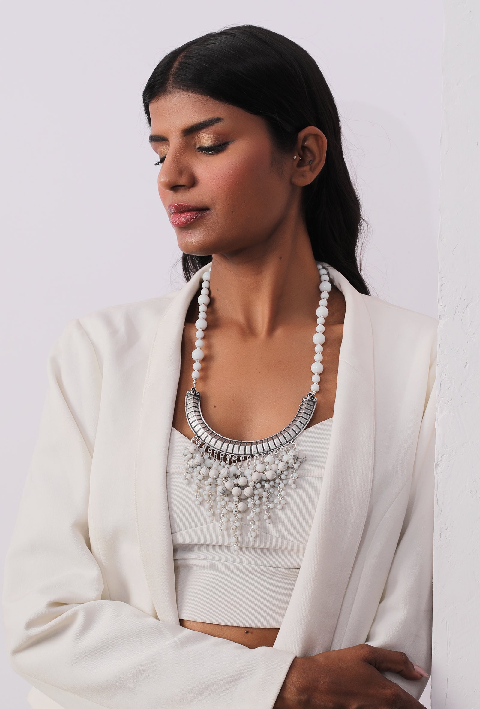 The Hasli White Beaded Panicle Necklace - Cippele