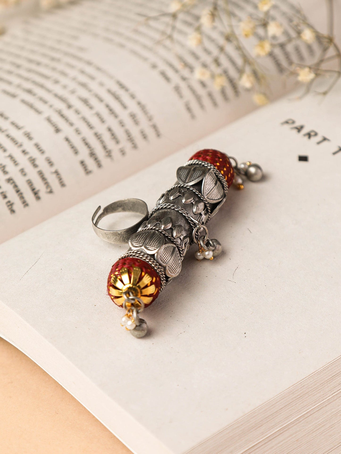 The Red Jewel Caterpillar Ring