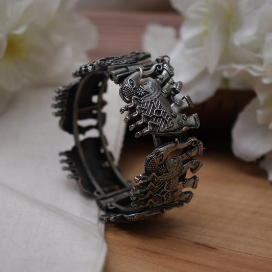 Antique Silver Finish Royal Safari Bangle