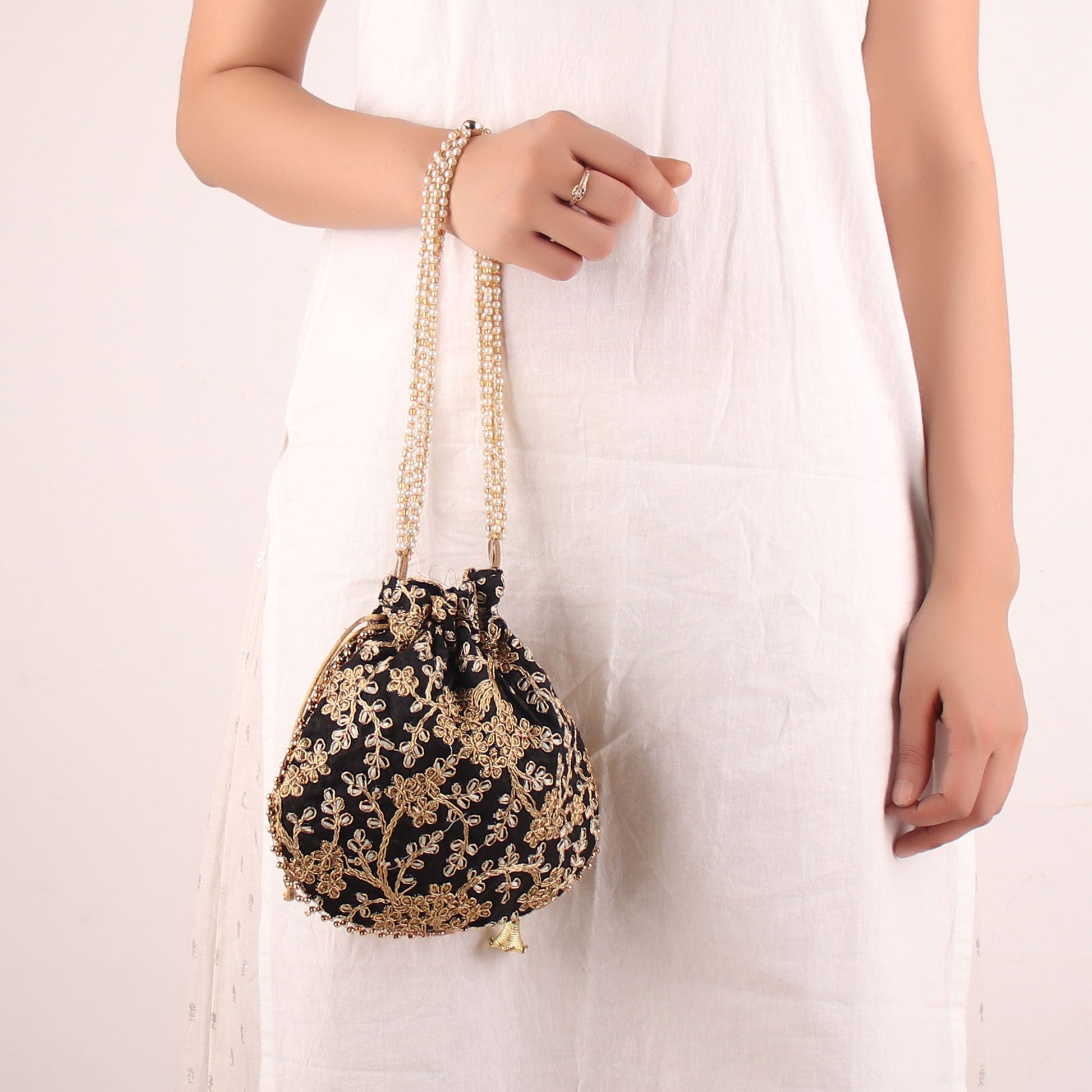 Potli,The Golden Amulet Black Potli - Cippele Multi Store