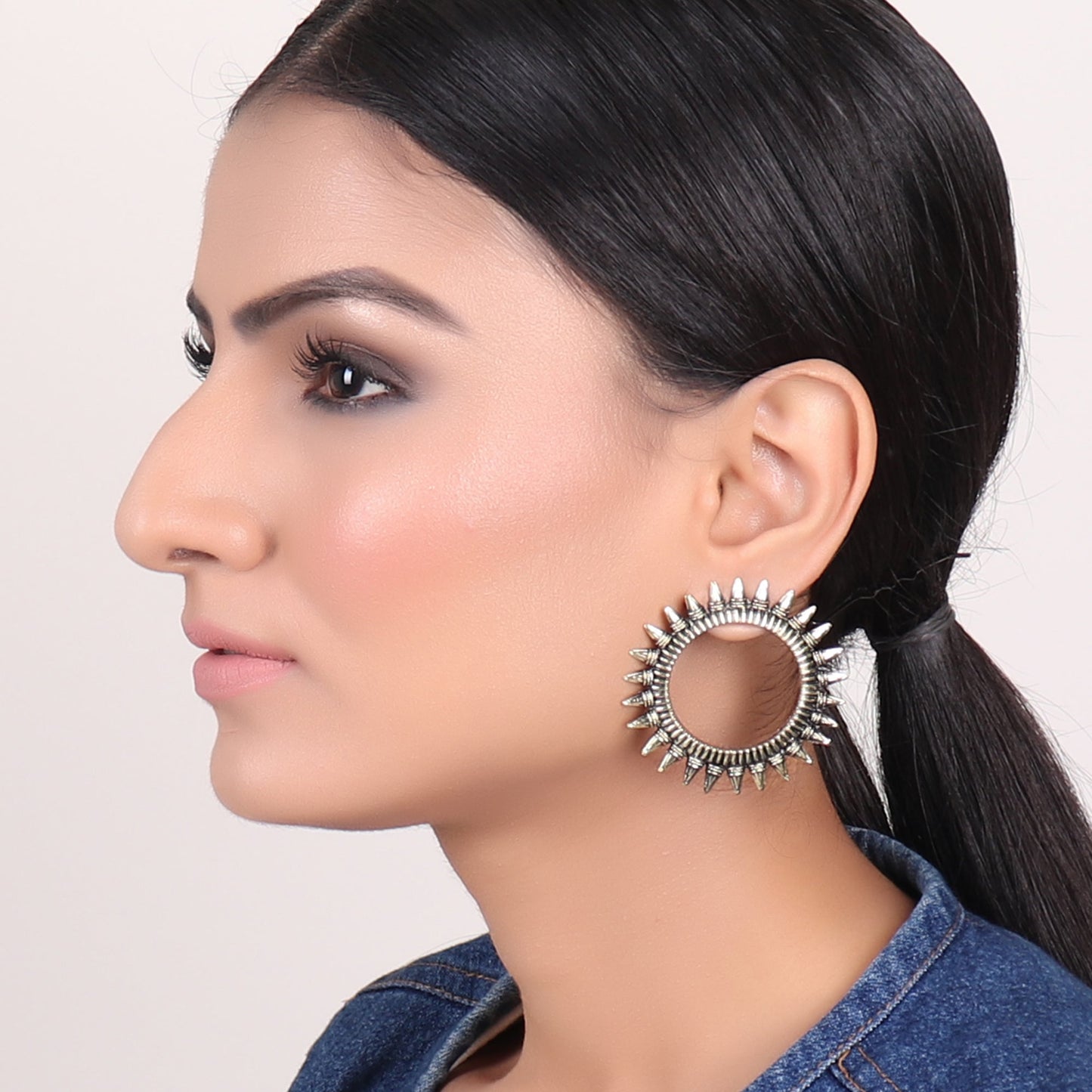 Earrings,Magnificent Moon Studs in Golden - Cippele Multi Store