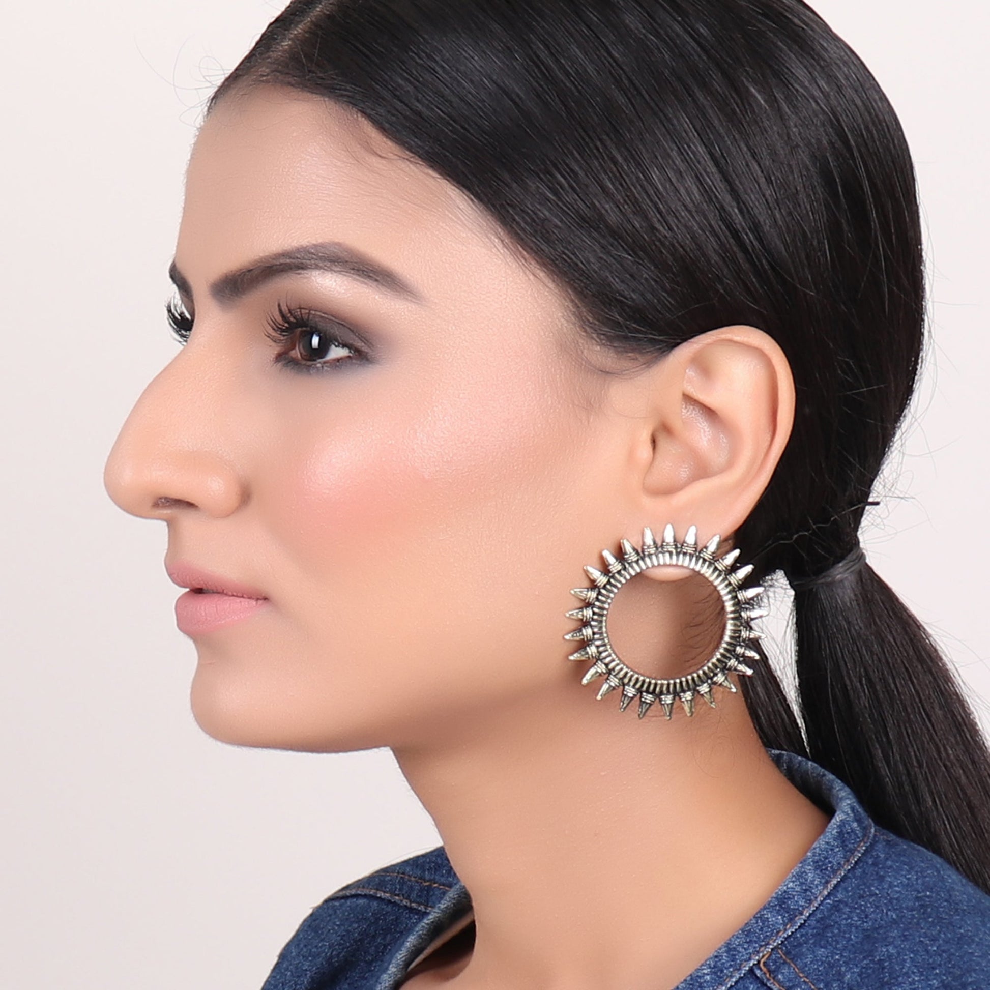 Earrings,Magnificent Moon Studs in Golden - Cippele Multi Store