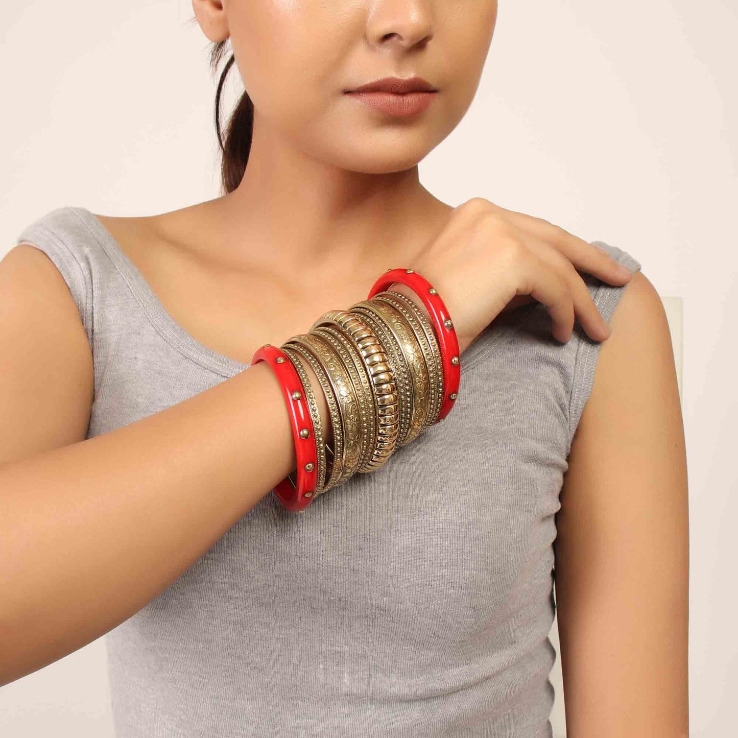 Hand Cuff,Exquisite Medieval Bangle Set in Red - Cippele Multi Store