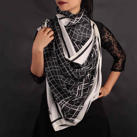 Black Printed Designer Stole