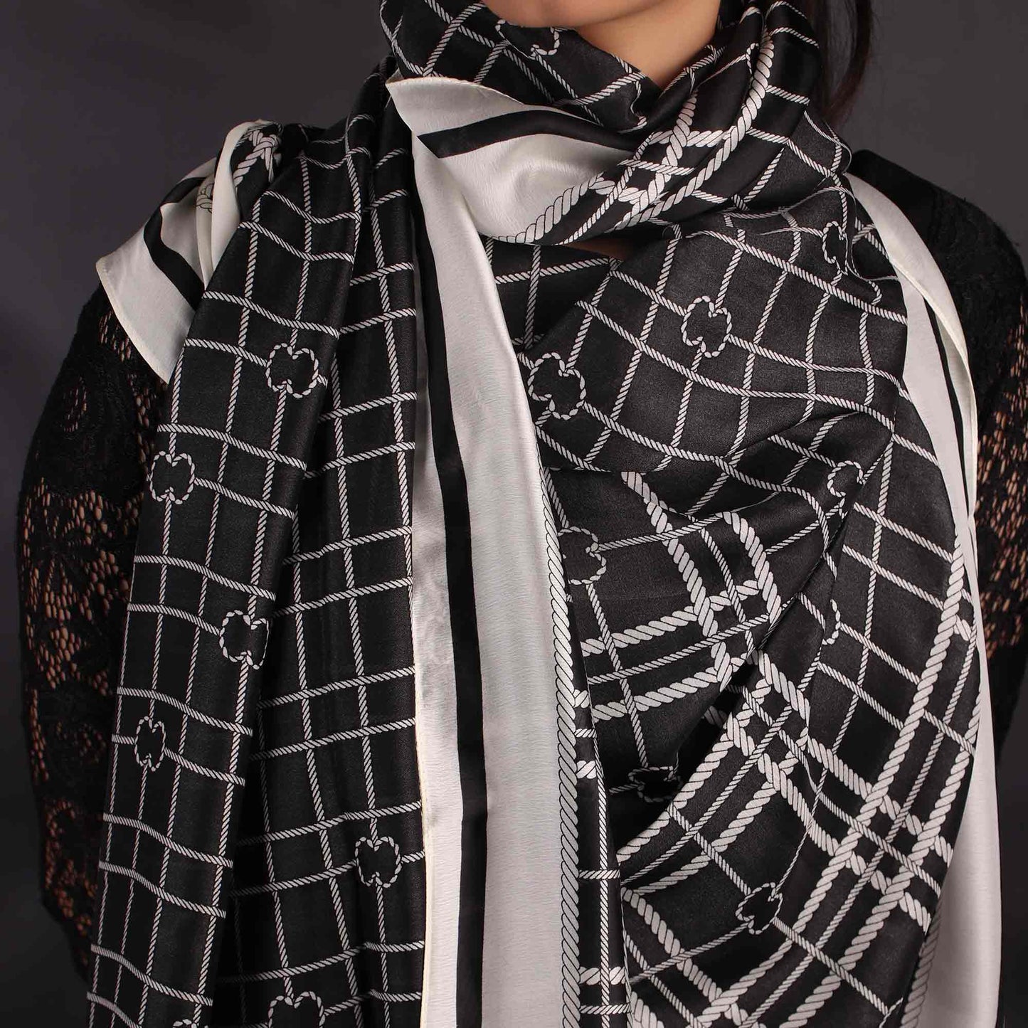 Black Printed Designer Stole