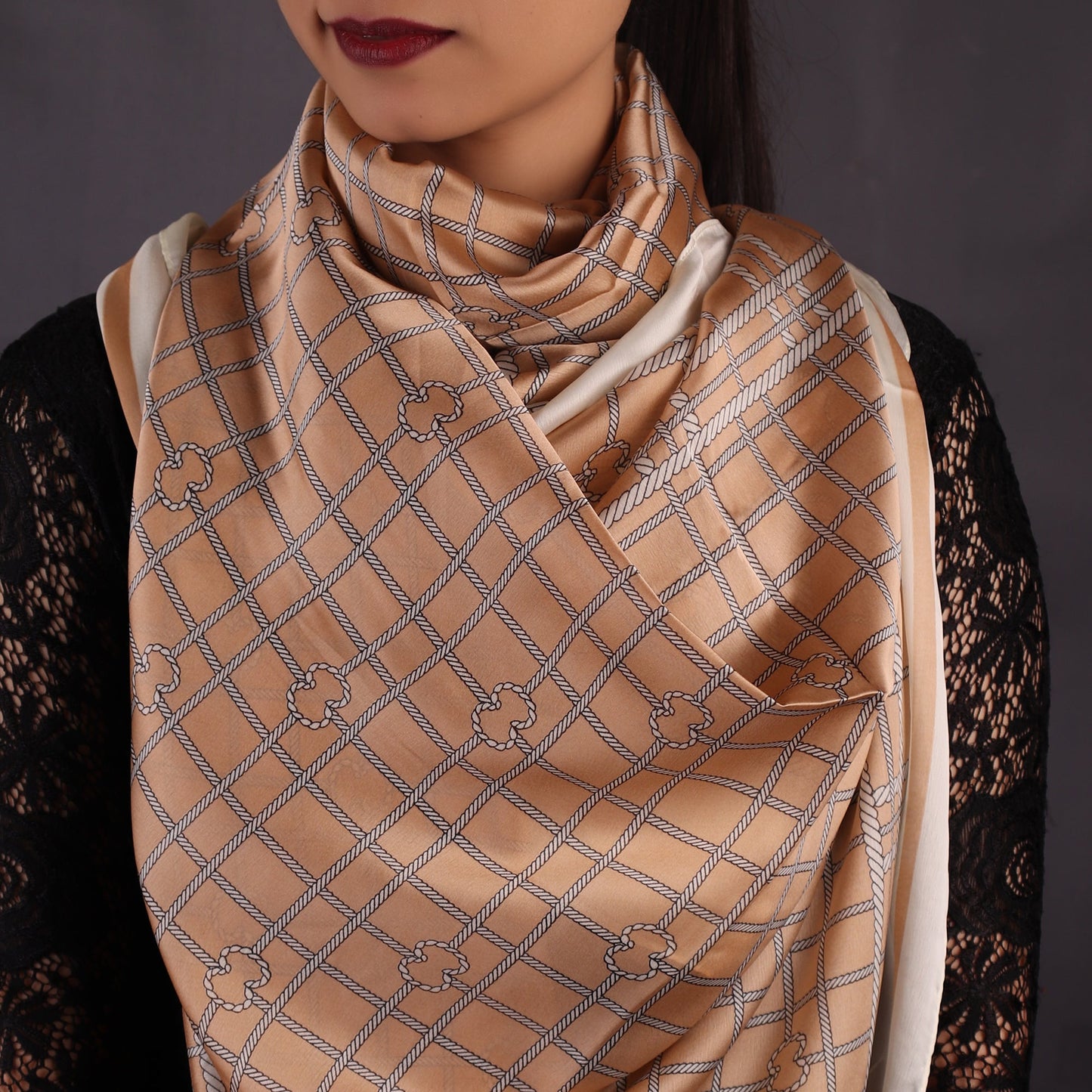 Light Brown Chequered Stole