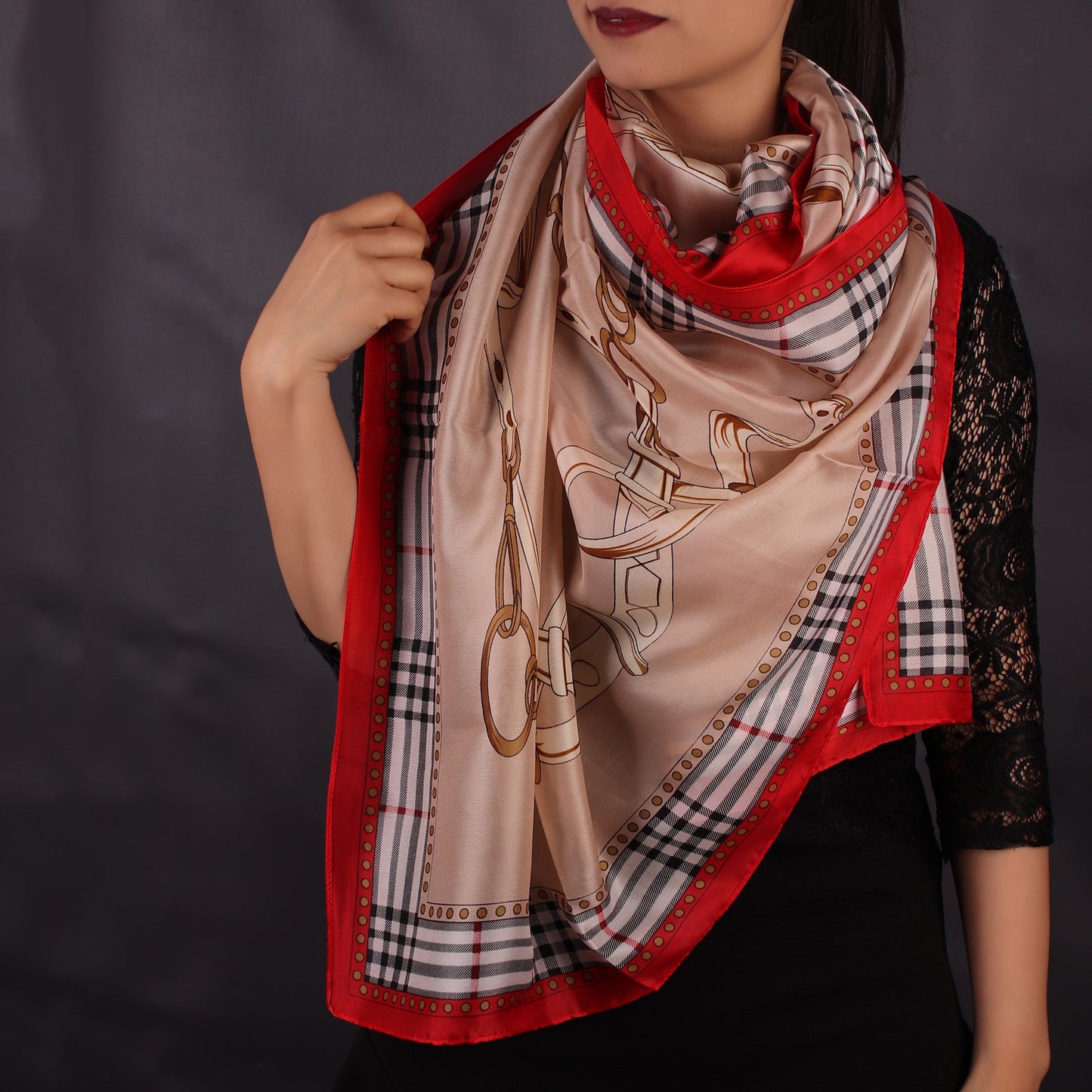 Beige Printed Designer Stole