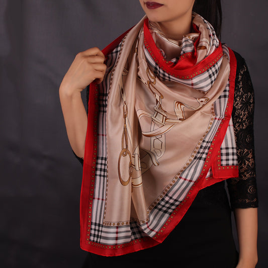 Beige Printed Designer Stole
