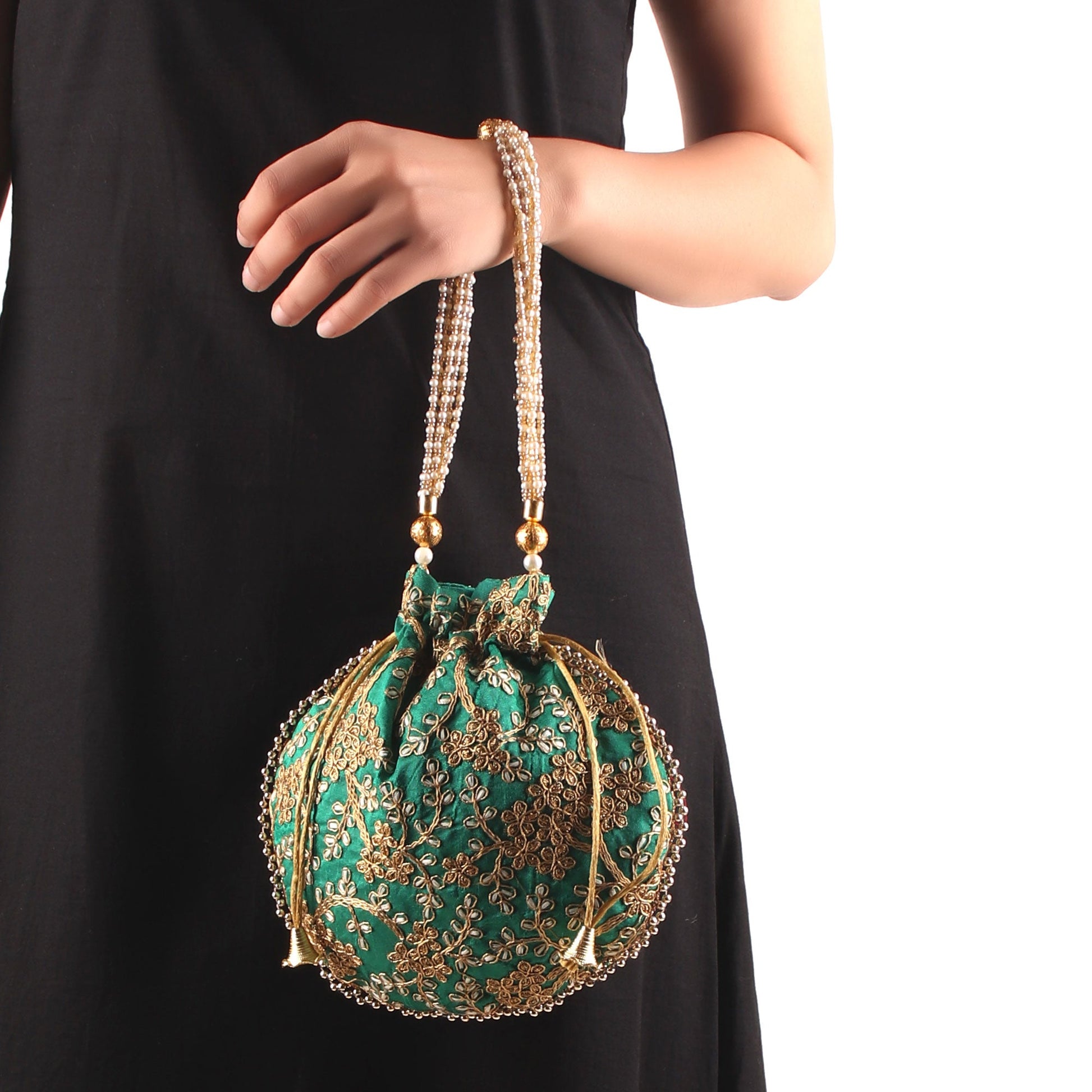 Potli,The Golden Amulet Bottle Green Potli - Cippele Multi Store