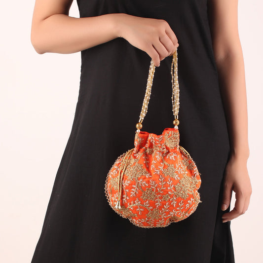 Potli,The Golden Amulet Orange Potli - Cippele Multi Store