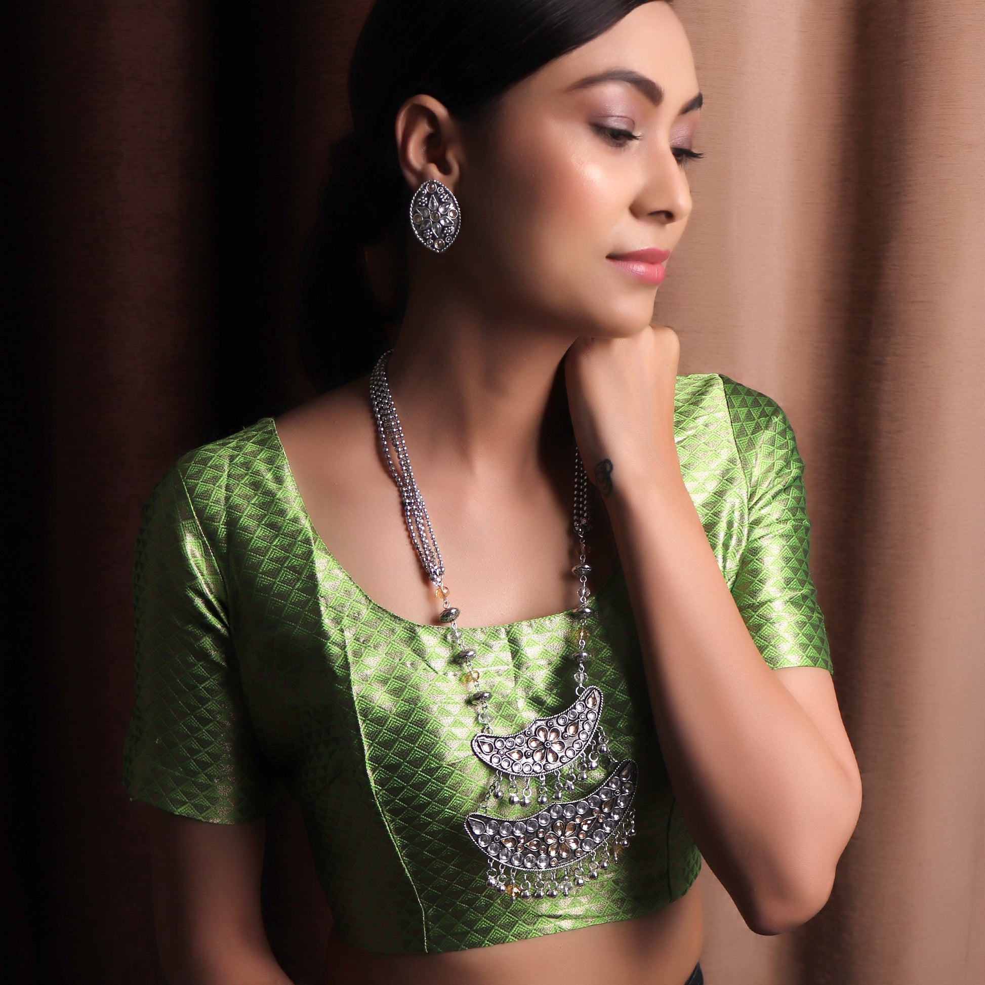 Necklace Set,The layered Moon Afghani Necklace set in White & Cream - Cippele Multi Store