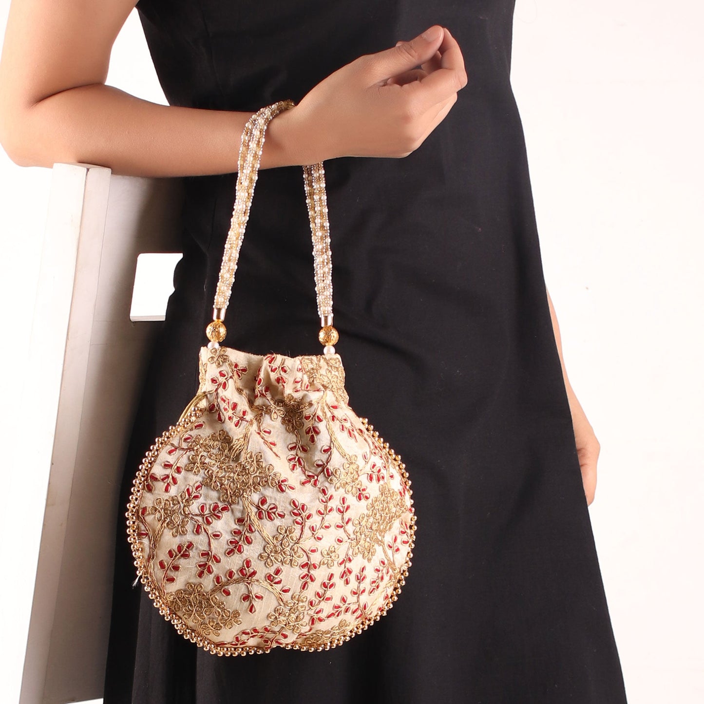 Potli,The Golden Amulet off White Potli - Cippele Multi Store