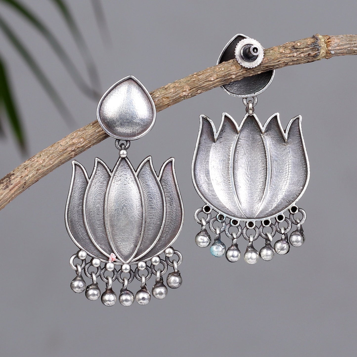 The Silver Lotus Ring and Earring Set