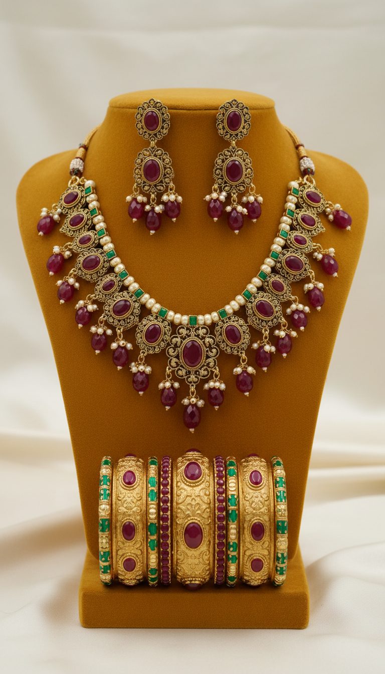 Bollywood Ruby CZ Stone Set