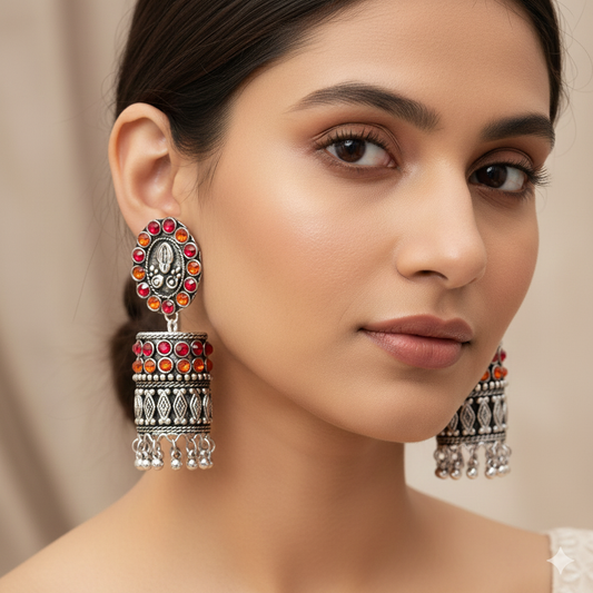 New Designer Earrings in Pink and Orange - Cippele